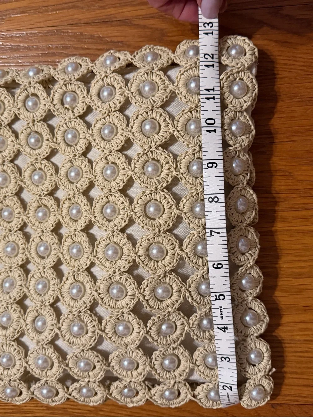 Haute Hippie Cream Crochet Tote with Pearl Accents